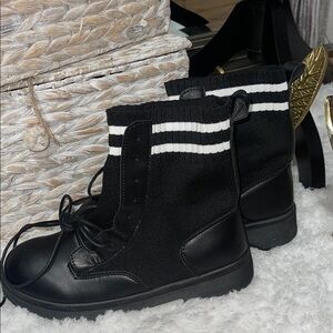 Kids Black Lace-Up Boots New